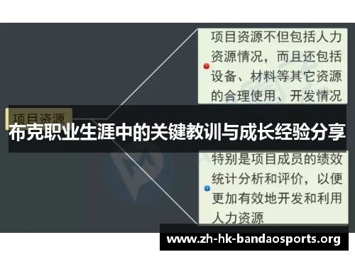 布克职业生涯中的关键教训与成长经验分享